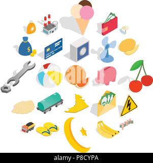 Emirates icons set, isometric style Stock Vector