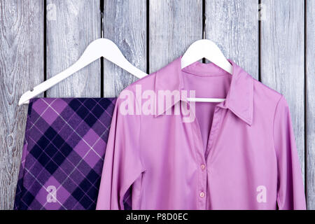 Close up purple women's look. Stock Photo