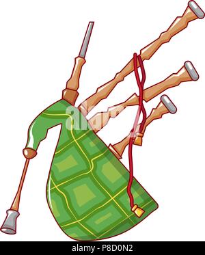 Scootish bagpipe icon, cartoon style Stock Vector