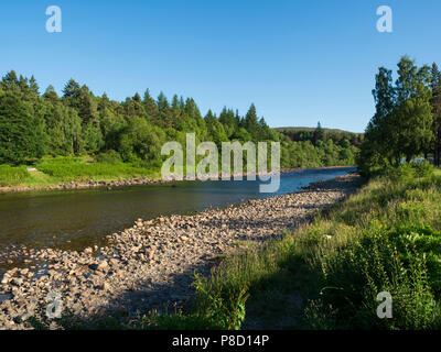 Royal Deeside, Aberdeenshire, Scotland - summer in Ballater. River Dee. Stock Photo