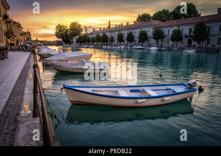 Boats in port on Lake Garda, Peschiera del Garda Stock Photo