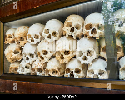 Skulls at the Killing Fields outside Phenom Penh, Cambodia Stock Photo