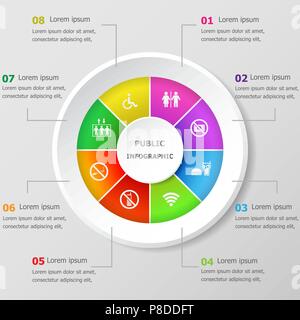 Infographic design template with public icons, stock vector Stock Vector