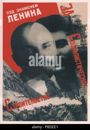 Under the banner of Lenin (Poster). Museum: State Russian Museum, St. Petersburg. Stock Photo