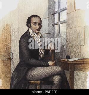 Portrait of the poet André Chénier (1762-1794). Museum: A. Pushkin Memorial Museum, St. Petersburg. Stock Photo
