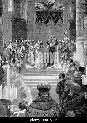 The Coronation of Emperor Nicholas II in the Assumption Cathedral. Museum: PRIVATE COLLECTION. Stock Photo