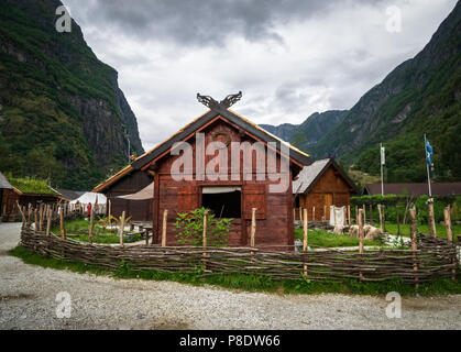 Viking village on the edge of a Fjord in Norway. Stock Photo