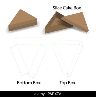 slice cake or sandwich box  mockup with dieline Stock Vector