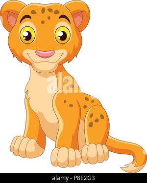 Cartoon baby lion isolated on white background Stock Vector