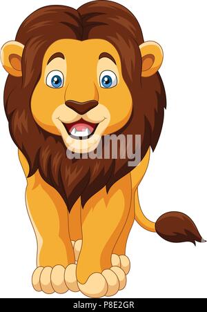 Cartoon happy lion isolated on white background Stock Vector