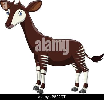 Cartoon okapi isolated on white background Stock Vector