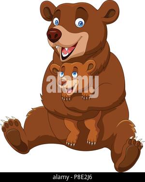 Grizzly bear family in the jungle illustration Stock Vector Image & Art ...