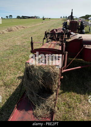 Chain Bridge Honey Farm, Horncliffe, Berwick-upon-Tweed. Vintage farm and transport vehicles exhibited by Stephen Robson. Haymaking. Stock Photo