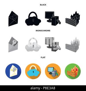 System, internet, connection, code .Hackers and hacking set collection icons in black, flat, monochrome style vector symbol stock illustration . Stock Vector