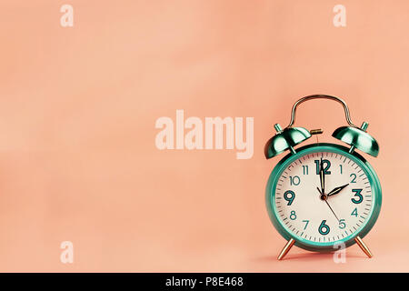 Vintage style alarm clock with room for free background space for text. Stock Photo
