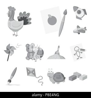 Children toy monochrome icons in set collection for design. Game and bauble vector symbol stock illustration. Stock Vector