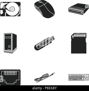 Personal computer set icons in black style. Big collection of personal computer vector symbol stock Stock Vector