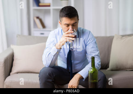 alcoholic drinking red wine at home Stock Photo