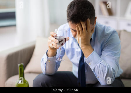 alcoholic drinking red wine at home Stock Photo