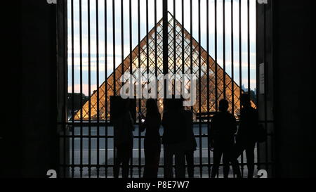 Louvre Museum Pyramid in Paris France Stock Photo