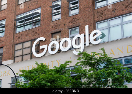 Google sign outside the Google office in New York City Stock Photo