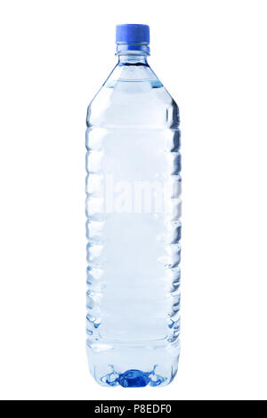 bottle transparent plastic, clipping path, disposable container on white background isolated Stock Photo