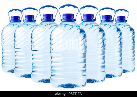 big bottle transparent plastic, clipping path, disposable container on white background isolated, Five liters, 5 Stock Photo