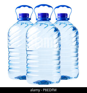 big bottle transparent plastic, clipping path, disposable container on white background isolated, Five liters, 5 Stock Photo
