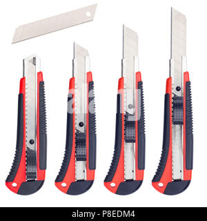 Set of stationery knives, clipping path, isolated on white background, isolated Stock Photo