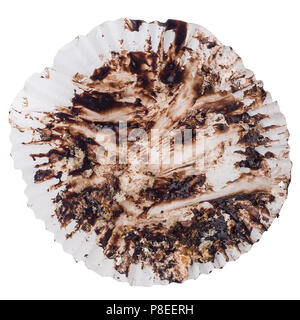 Empty wrapper from muffin, clipping path, on white background Stock Photo