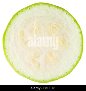 Zucchini fresh raw slice, clipping path, isolated on white background Stock Photo