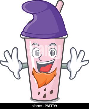 Elf raspberry bubble tea character cartoon Stock Vector