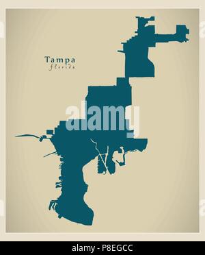 Modern City Map - Tampa Florida city of the USA Stock Vector