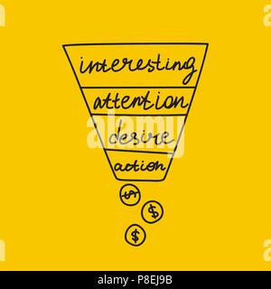 Scetch sales funnel Stock Vector