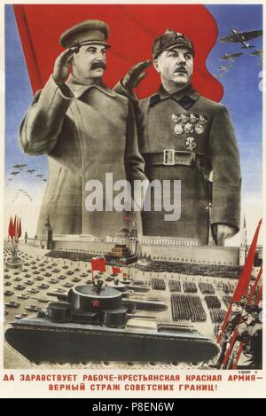 Long live to the working and peasant Red Army - a faithful guard of the Soviet borders!. Museum: Russian National Library, St. Petersburg. Stock Photo