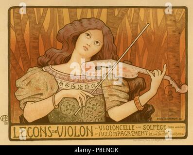 Leçons de Violon (Poster). Museum: PRIVATE COLLECTION. Stock Photo