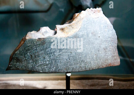 Widmanstaten Lines in Siderite Meteorite Stock Photo
