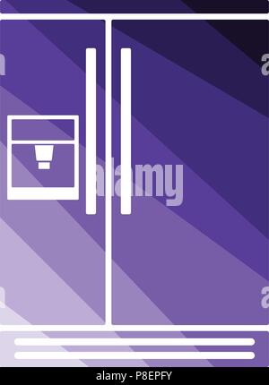 Wide refrigerator icon. Flat color design. Vector illustration. Stock Vector