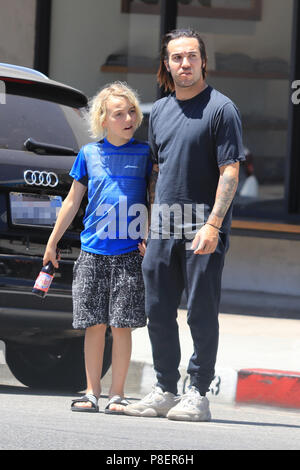 Pete Wentz and his son Bronx leave after having coffee in the Studio City neighbourhood of Los Angeles, California.  Featuring: Bronx Wentz, Pete Wentz Where: Los Angeles, California, United States When: 09 Jun 2018 Credit: WENN.com Stock Photo