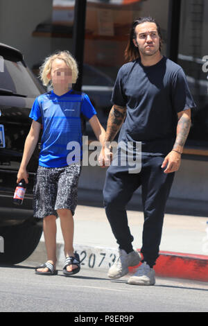 Pete Wentz and his son Bronx leave after having coffee in the Studio City neighbourhood of Los Angeles, California.  Featuring: Bronx Wentz, Pete Wentz Where: Los Angeles, California, United States When: 09 Jun 2018 Credit: WENN.com Stock Photo