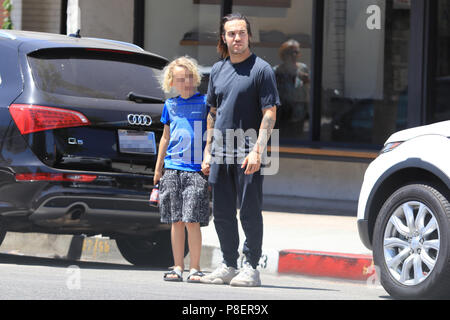 Pete Wentz and his son Bronx leave after having coffee in the Studio City neighbourhood of Los Angeles, California.  Featuring: Bronx Wentz, Pete Wentz Where: Los Angeles, California, United States When: 09 Jun 2018 Credit: WENN.com Stock Photo