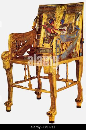 Throne from Tutankhamun's tomb. Museum: The Egyptian Museum, Cairo. Stock Photo