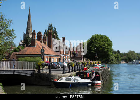 Confluence of the River Ock and River Thames, Abingdon, Oxfordshire, England, UK Stock Photo