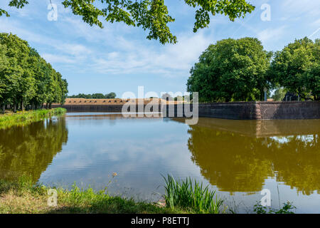 Bastion Oranje the old fortified town of Naarden, North Holland, Netherlands, Dutch fortress in water surrounded Naarden Vesting Stock Photo