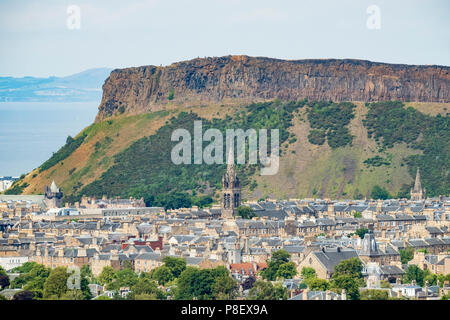 View of Salisbury Crags from Blackford Hill , Edinburgh, Scotland, UK Stock Photo