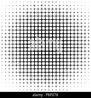 Vector dots halftone. Black Square, cube, cross, stars on white background. texture round Stock Vector