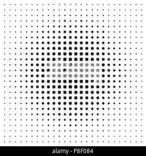 Vector dots halftone. Black stars on white background. texture round Stock Vector