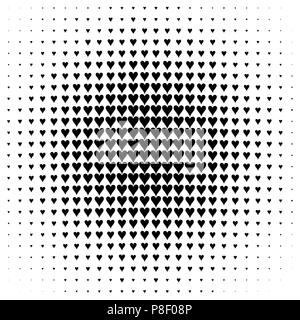 Vector dots halftone. Black heart on white background. texture round Stock Vector