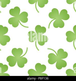 Pattern with green clovers, isolated vector texture Stock Vector