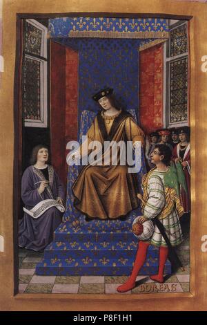 Louis XII of France (from the Poetic Epistles of Anne of Brittany and Louis XII). Museum: BIBLIOTHEQUE NATIONALE DE FRANCE. Stock Photo